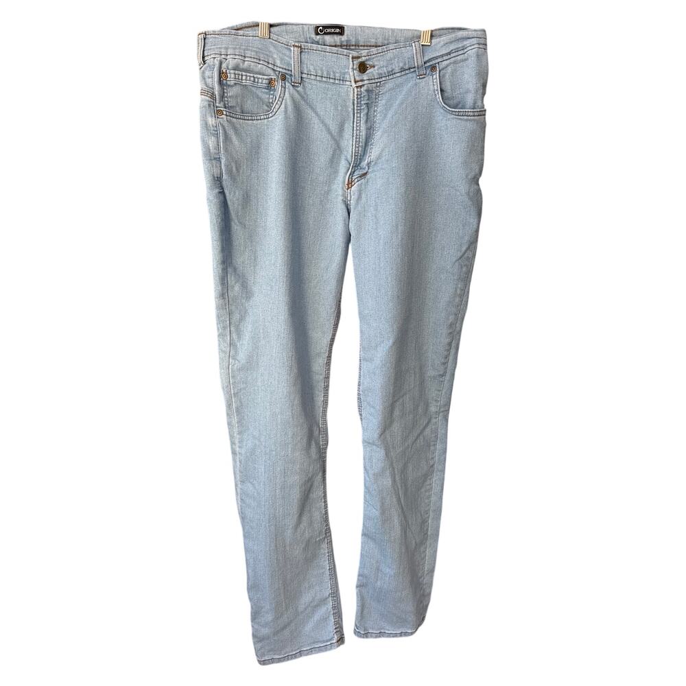 Origin USA Relaxed Fit Jeans Mens 34x34 Light Wash Made in USA Stretch Denim